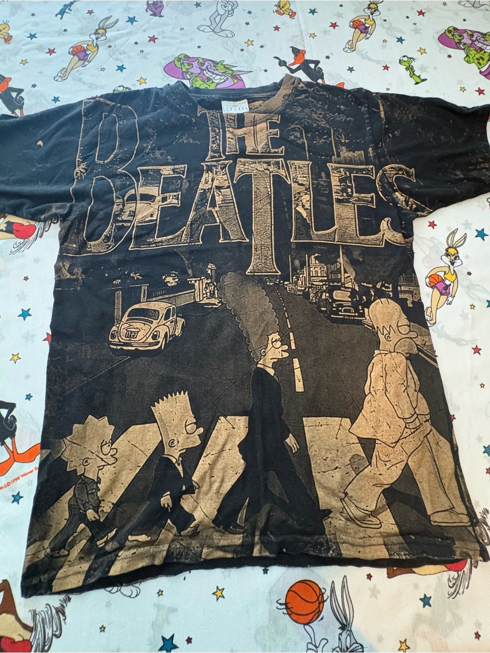 The Beatles x The Simpsons Kids Black Graphic Tee